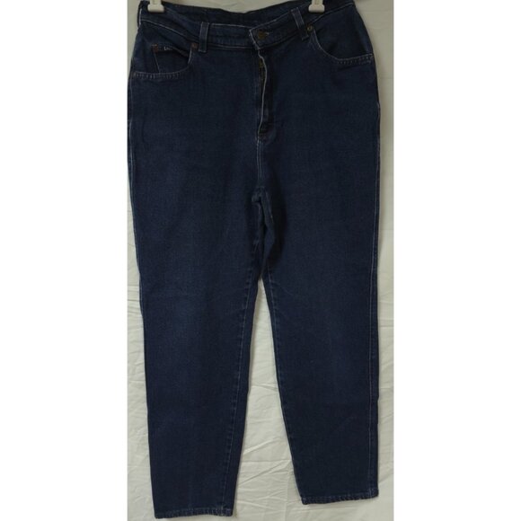 Lee Womens Sz 12 (M) Hih Rise Relaxed Fit Straight Tapered Dark Wash Jeans 32x30 - Picture 1 of 14